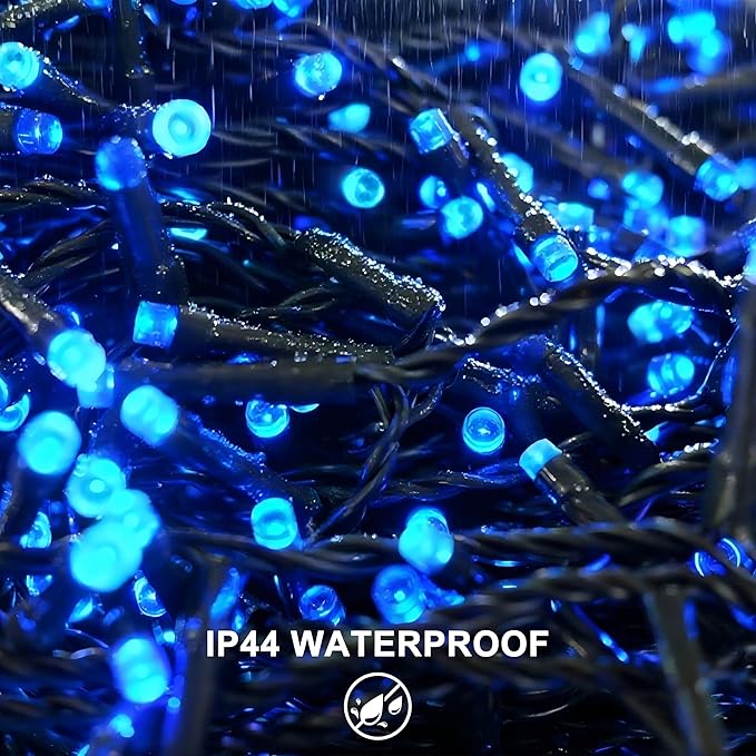 RPGT Christmas Light 1000 LEDs 336ft Green Cable Wire Fairy String Tree Twinkle Lights Plug in 12 Modes for Christmas Party, Outdoor, Garden, Wedding, Home Decoration (Blue)