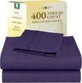 California Design Den Twin XL Sheet Sets - 400 Thread Count Sateen, 100% Cotton Sheets Set, Deep Pockets, Cooling and Durable Bedding for Dorm Rooms & Adults - Purple
