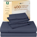 California Design Den 6-Pc Queen Size Sheet Set with 4 Pillowcases - 400 Thread Count 100% Cotton Sheets, Cooling Sateen Weave, Luxury Deep Pocket Bedsheets Set - Indigo Dusty Blue