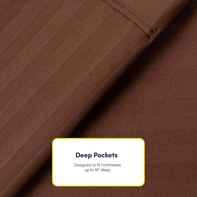 Full Size Bed Sheets - 6 Piece 1500 Supreme Collection Fine Brushed Microfiber Deep Pocket Full Sheet Set Bedding - 2 Extra Pillow Cases, Great Value, Full, Dobby Coffee