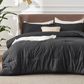 Bedsure Full Comforter Set - Black Soft Bedding for All Seasons, Cationic Dyed Bed Set, 3 Pieces, 1 Full Size Comforter (82"x86") and 2 Pillow Shams (20"x26"+2")