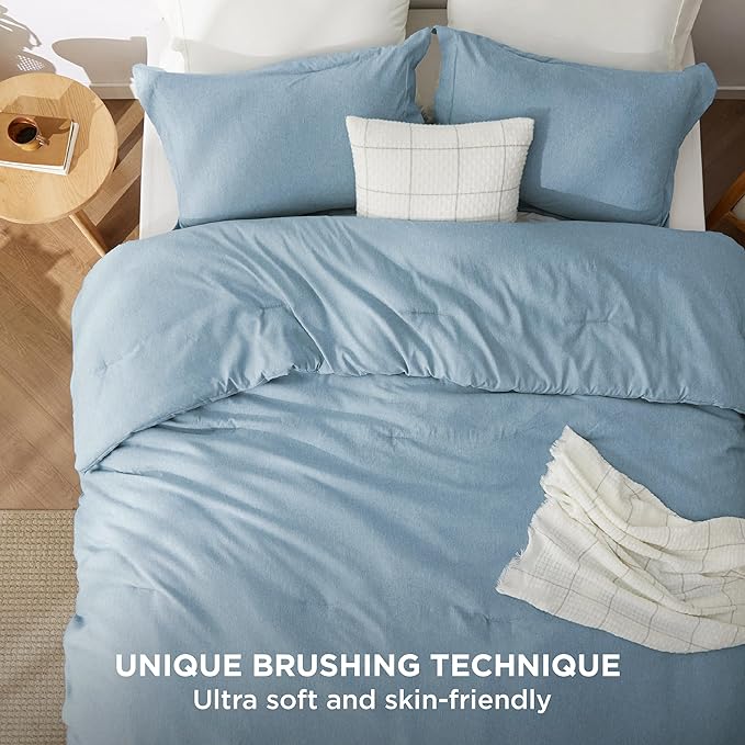 Bedsure Full Comforter Set - Storm Blue Soft Bedding for All Seasons, Cationic Dyed Bed Set, 3 Pieces, 1 Full Size Comforter (82"x86") and 2 Pillow Shams (20"x26"+2")