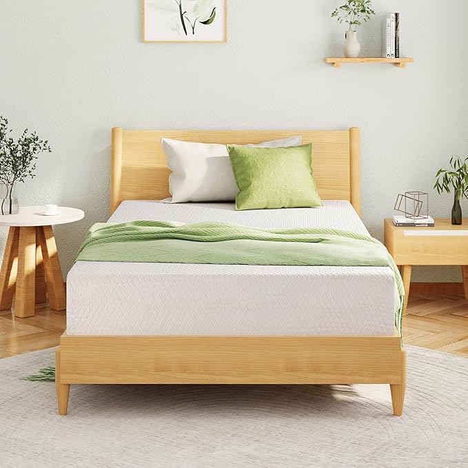 EGOHOME Twin XL Memory Foam Mattress, 8 Inch Bed Mattress in a Box with Cooling Green Tea Gel, Relieve Pressure with Medium Support, CertiPUR-US Certified, 80''L x 38''W, White