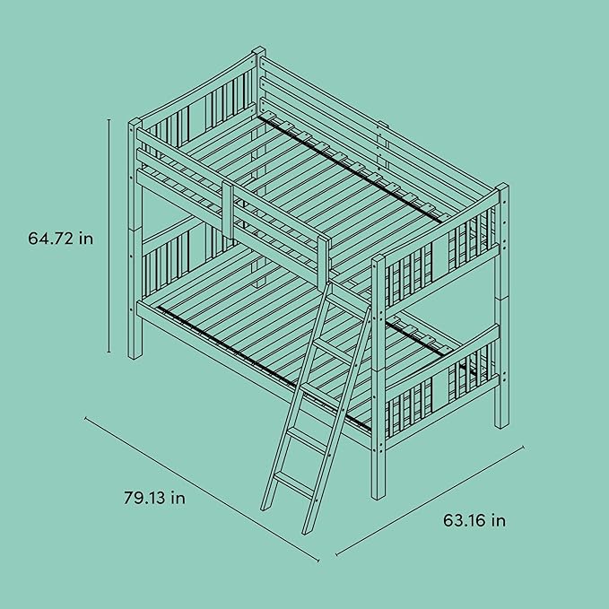 Storkcraft Caribou Bunk Bed Twin Over Twin Bunk Bed (White with Natural) - GREENGUARD Gold Certified, Converts to 2 Individual Beds