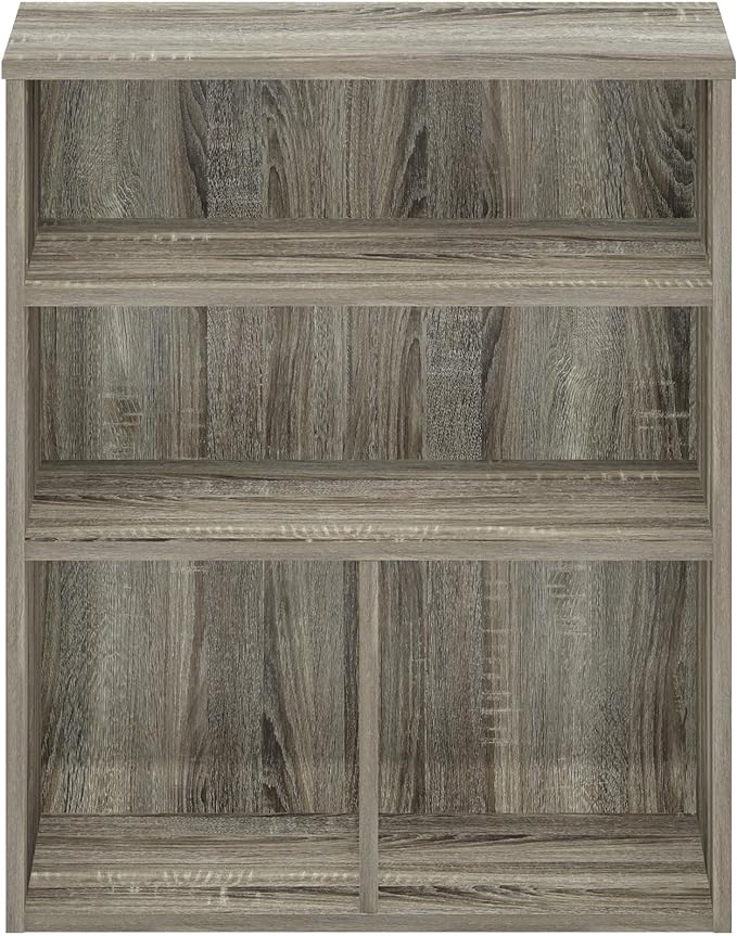 Furinno PASIR Book Shelf, 3-Tier Display Bookshelf, Bookcase, 11.8 x 23.6 x 28.2, for Living Room, Bedroom, Home Office, French Oak