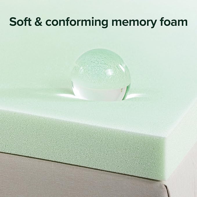 ZINUS 3 Inch Green Tea Memory Foam Mattress Topper, Smaller, More Convenient WonderBox Packaging, Pressure-Relieving Layers, CertiPUR-US Certified, Full
