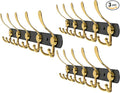 Coat Rack Wall Mount with 5 Tri Hooks, Stainless Steel 16 Inch – Black & Gold Matte Finish, Heavy Duty Wall Mounted Hook Rack for Coats, Hats, Towels, Scarfs, Robes, Bags, Entryway & Bathroom, 3 Pack