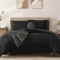Monbix Full Comforter Set - 7 Pieces Black Bed in a Bag Full Size Bedding Sets with Comforters, All Seasons Down Alternative Comforter with Sheets,Pillowcases & Shams