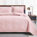Love's cabin King Size Quilt Set Pink Bedspreads - Soft Bed Summer Lightweight Bedspread Comforter - Modern Style Coin Pattern Coverlet for All Season - 3 Pieces (1 Quilt, 2 Pillow Shams)