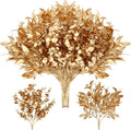 Lyrow 20 Pack Gold Artificial Plants for Christmas Decor Artificial Eucalyptus Leaves Spray Flowers Gold Eucalyptus Stems Branch for Xmas Home Hotel Vase Filler Wedding Party