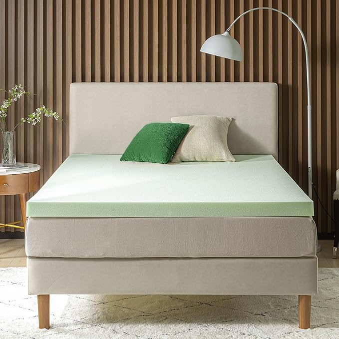 ZINUS 3 Inch Green Tea Memory Foam Mattress Topper, Smaller, More Convenient WonderBox Packaging, Pressure-Relieving Layers, CertiPUR-US Certified, Twin