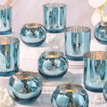 20 Pcs Assorted Lake Blue Votive Candle Holders, Larger Size Mercury Glass Candle Holder Bulk, Tealight Candle Holders for Wedding Decorations, Bridal Shower Table Decorations, Lake Blue Centerpieces
