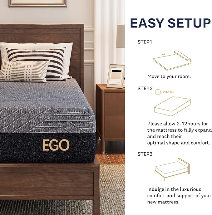EGOHOME 10 Inch Twin XL Mattress, Copper Gel Cooling Memory Foam Mattress for Back Pain Relief,Therapeutic Single Mattress Bed in a Box, Made in USA, CertiPUR-US Certified, 38x80x10 Black