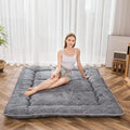 MAXYOYO Japanese Floor/Futon Mattress Thicken Sleeping Pad Roll Up Mattress Floor Lounger Bed Camping Mattress Guest Room Mattress Pad, Thick Soft and Comfortable, Black Leaf, Twin Size