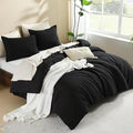 Litanika Black Twin/Twin XL Comforter Set, 2 Pieces Lightweight Solid Bedding Comforter Set, All Season Fluffy Bed Set (66x90In Comforter & 1 Pillowcase)