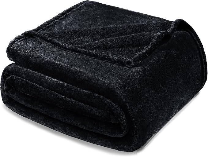 Exclusivo Mezcla Fleece Blanket Twin Size for Bed, Super Soft and Warm, All Season Use, Cozy, Plush, Lightweight, 90x66 Inches, Black