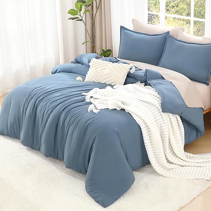 Litanika Twin XL Comforter Set Dusty Blue - 2 Pieces Extra Long Bed Set for College Dorm, All Season Bedding Set for Girls and Boys