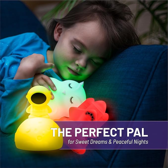 Lumipets Junior Snowman Night Light, Soft Silicone Material, 8 Soothing Colors, Cordless, Easy Control, Portable