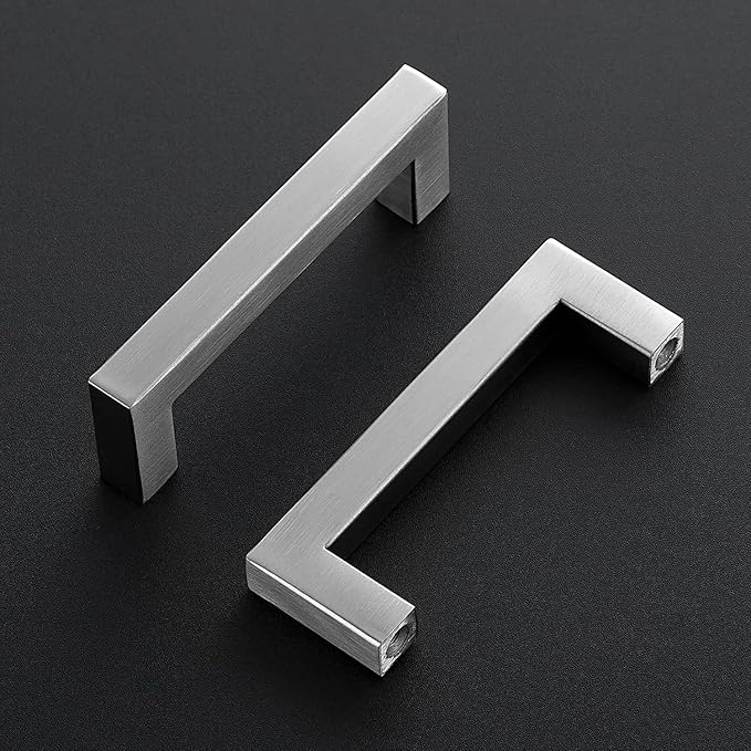 Ravinte 3 Pack Brushed Nickel Kitchen Cabinet Handles 3-1/2 Inch Cabinet Pulls Square Kitchen Hardware for Cabinet Drawer Pulls Drawer Handles Come with Screwdriver