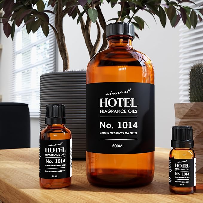 AirScent Hotel Diffuser Oil No. 1014 Inspired by The Iconic 5-Star Hotel Coastal Blend - Lemon Bergamot Sea Breeze - 500 mL Bottle - Fragrance Oil for Ultrasonic and Waterless Diffusers and Crafting