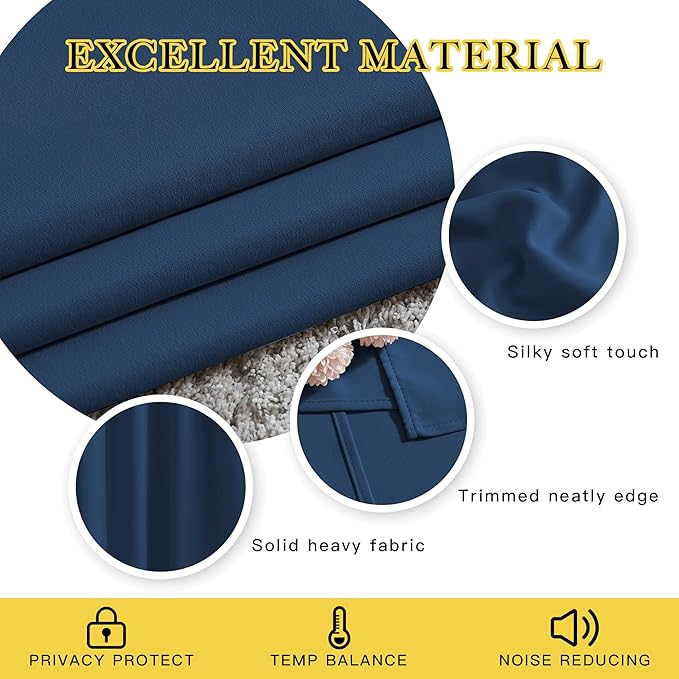 NICETOWN Blackout Curtains Panels for Window - Window Treatment Thermal Insulated Solid Grommet Blackout Drapes for Bedroom (Moroccan Blue, Double Panels, 52 by 72 Inch)