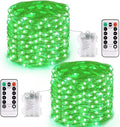 JMEXSUSS 2 Pack Green Fairy Lights Battery Operated, Total 400 LED 132ft Twinkle String Lights with Remote, 8 Modes Christmas Lights for Tree Fireplace Bedroom Indoor Outdoor Halloween Xmas Decor