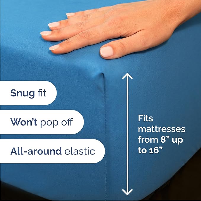 Queen 6 Piece Sheet Set - Comfy Breathable & Cooling - Ultra-Soft Hotel Luxury Bedding Set w/ 8-16 Inch Deep Pockets - 1 Flat & 1 Fitted Sheet & 4 Pillowcases - Wrinkle Free & Easy Care - Denim Blue