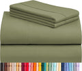 LuxClub 4 PC King Sheet Set, Breathable Luxury Bed Sheets, Deep Pockets Wrinkle Free Cooling Bed Sheets Machine Washable Hotel Bedding Silky Soft - Olive King