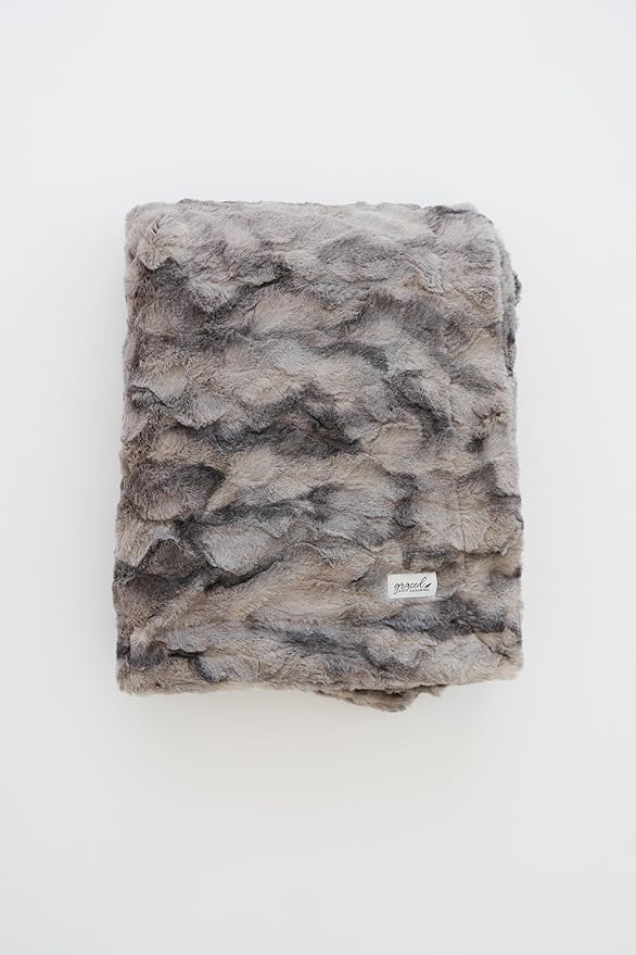 GRACED SOFT LUXURIES Large Throw Blanket Super Soft Comfy Warm Elegant Cozy Faux Fur for Home, Sofas, Couches, Beds, Chairs (Large 50" x 60", Marbled Gray)