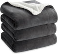 Bedsure GentleSoft Sherpa Fleece Blankets King Size for Bed - Thick and Warm Throw for Women and Men, Soft Fuzzy Plush King Blanket for Winter, Charcoal, 108x90 Inches