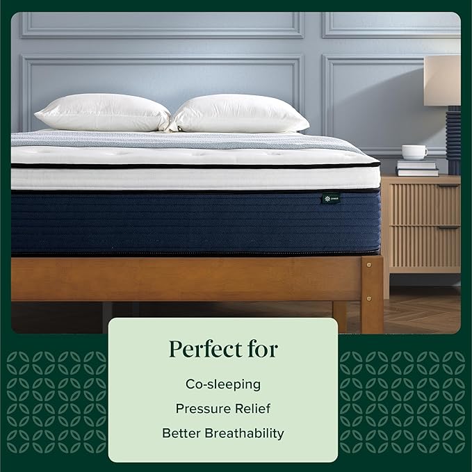 ZINUS 10 Inch Comfort Support Hybrid Mattress [New Version], Twin, Fiberglass Free, Medium Plush, Motion Isolation, Certified Safe Foams & Fabric, Mattress in A Box