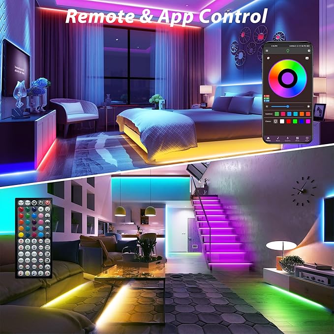 Led Lights for Bedroom 100ft Music Sync Color Changing Led Strip Lights with Remote and App Control RGB Led Light Strip for Home Party Room Decor