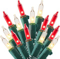 woohaha Mini Christmas Lights,2 Pack 13ft String Lights, 120V UL Plug Extendable Xmas Tree Lights for Christmas,Patio,Home,Party,Holiday,Garden,Indoor/Outdoor Decor(50 Count red Clear)