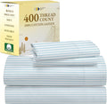 California Design Den California King Sheet Sets - 400 Thread Count Sateen, Natural 100% Cotton Sheets Set, Deep Pocket Cooling and Durable Bedding - Cape Stripe