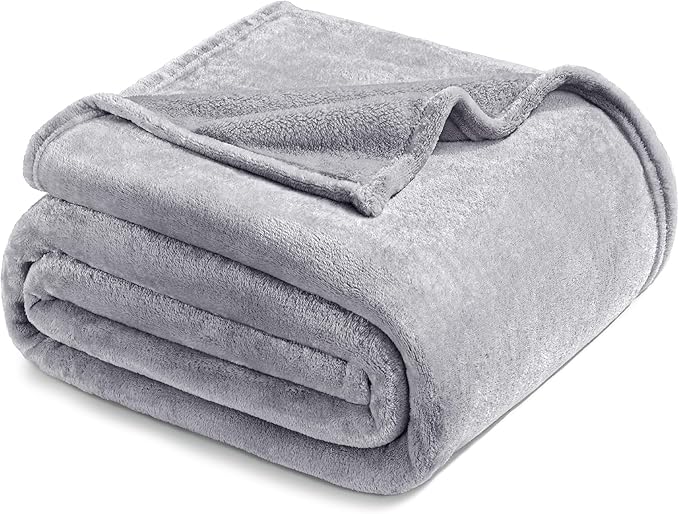 Exclusivo Mezcla Fleece Blanket Twin Size for Bed, Super Soft and Warm, All Season Use, Cozy, Plush, Lightweight, 60x80 Inches Light Grey