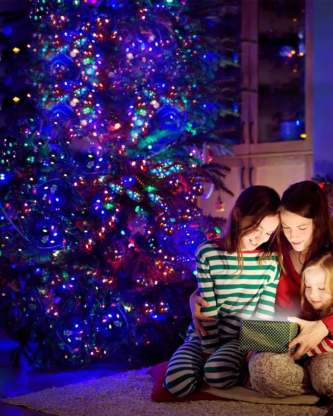 Blingstar Christmas String Lights - 98.4 Ft+9.8 Ft 300 LED Extendable Plug-in 8 Modes Multicolored Decorative Lights for Indoor Outdoor Xmas Tree Wedding Party, Long & Bright