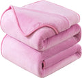 Flannel Fleece Queen Size Summer Blanket All Season 350GSM Lightweight Throw for The Bed Extra Soft Brush Fabric Winter Warm Sofa Blanket 90" x 90"(Pink Queen)