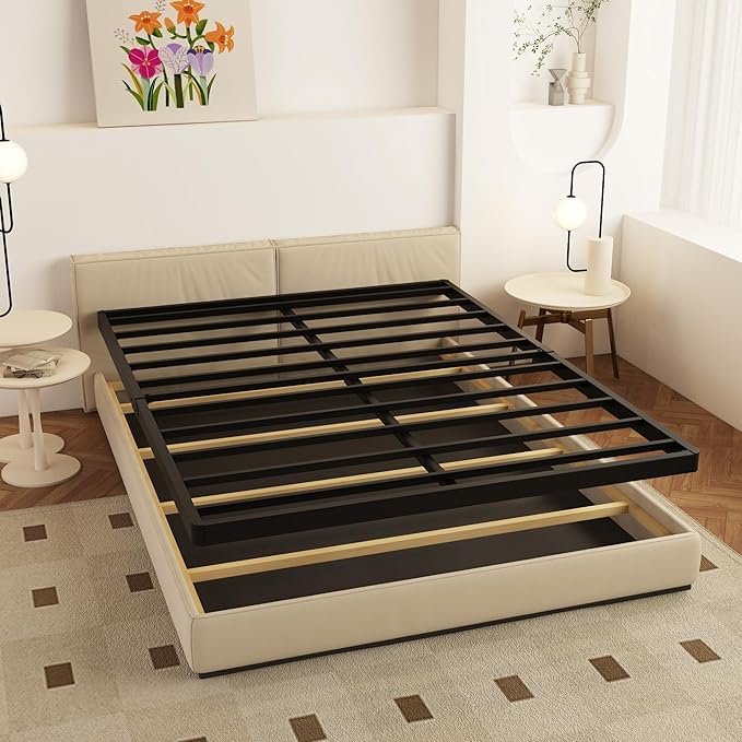 King Size Box Spring 2 Inch Low Profile, Heavy Duty Metal Box Spring Bed Base Bunkie Board, Mattress Foundation, Easy Assembly, Noise Free, Black