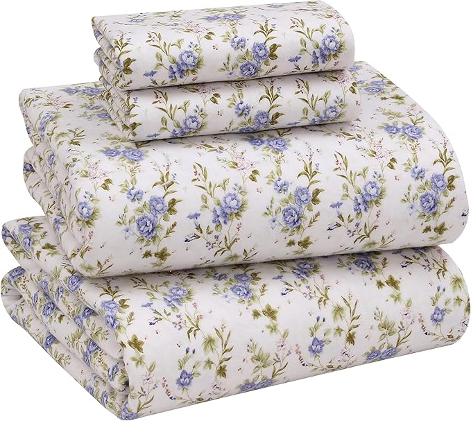 RUVANTI Flannel Sheets Full Size - 100% Cotton Double Brushed Bed Sheets Set, Deep Pockets 16 Inches, All Seasons Breathable & Extra Soft Full Sheets, Warm & Cozy, 4 Piece, Sand Rose