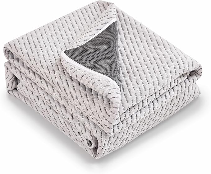 Subrtex Cover for Mattress Topper Full Size 4 Inch (Only Cover) Mattress Topper Protector Bedding Removable Encasement with Zipper Closure