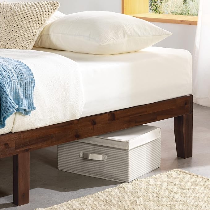 Mellow Naturalista Classic 12 Inch Solid Wood Platform Bed with Wooden Slats, Twin XL, Espresso