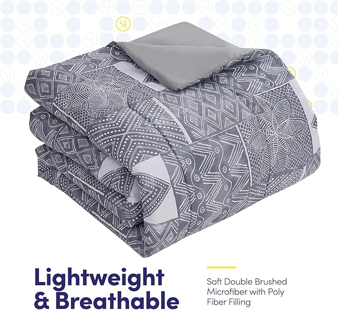 Sweet Home Collection 5 Piece Comforter Set Bag Solid Color All Season Soft Down Alternative Blanket & Luxurious Microfiber Bed Sheets, Tulsa, Twin