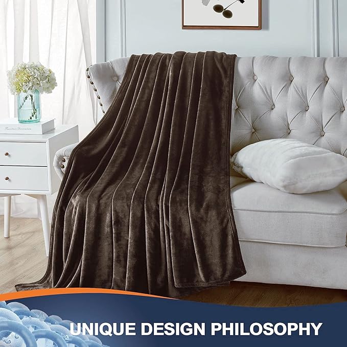 Walensee Fleece Blanket Plush Throw Fuzzy Lightweight (King Size 108x90 Brown) Super Soft Microfiber Flannel Blankets for Couch, Bed, Sofa Ultra Luxurious Warm and Cozy for All Seasons