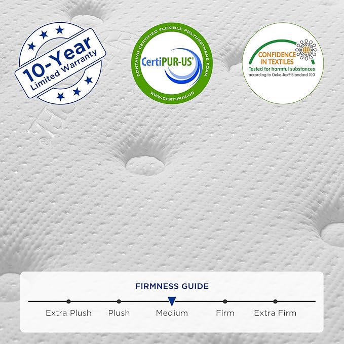 Full Mattress,9.8 Inch Hybrid Mattress in a Box with Gel Memory Foam,Motion Isolation Individually Wrapped Pocket Coils Mattress,CertiPUR-US.