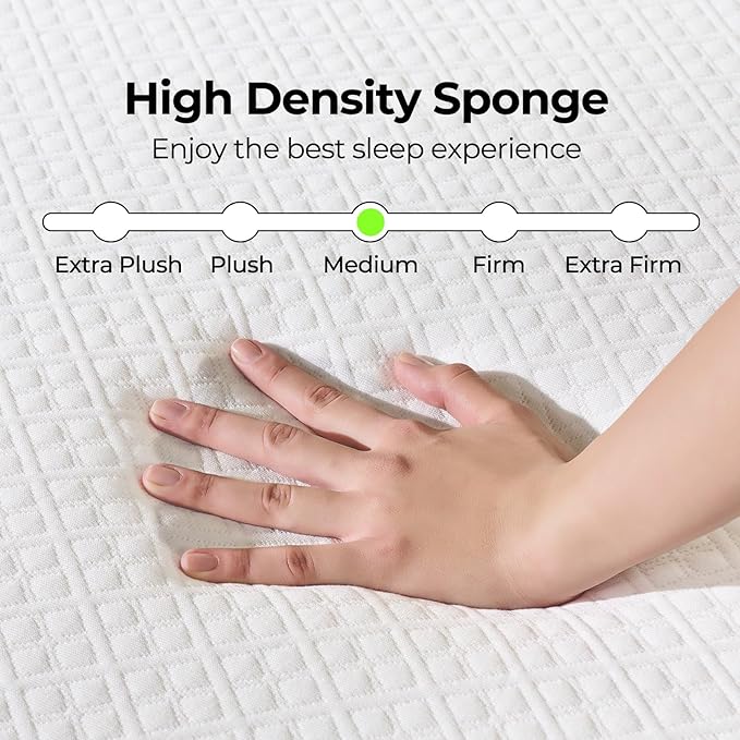 Rolanstar 6 Inch Queen Mattress Gel Memory for Cool Sleep & Pressure Relief, Medium Firm Feel, CertiPUR-US Certified, Mattress in a Box, White