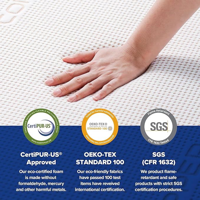 Olee Sleep Tri-Folding Antibacterial Memory Foam Mattress Topper, 4 Inch Copper Bamboo Gel Folding Mattress, Washable Cover, CertiPUR-US Certified, Soft, White, Single Size
