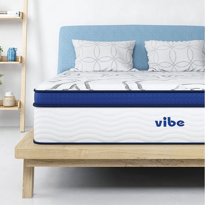 Vibe Quilted Hybrid Mattress, 12-Inch Innerspring and Pillow Top Gel Memory Foam Mattress, Fiberglass Free, CertiPUR-US Certified Bed in a Box, California King