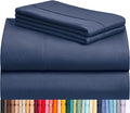 LuxClub 4 PC King Sheet Set, Breathable Luxury Bed Sheets, Deep Pockets Wrinkle Free Cooling Bed Sheets Machine Washable Hotel Bedding Silky Soft - Navy King