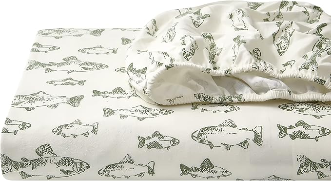 Eddie Bauer - Twin Sheets, Cotton Flannel Bedding Set, Brushed For Extra Softness, Cozy Home Decor (School of Fish, Twin)