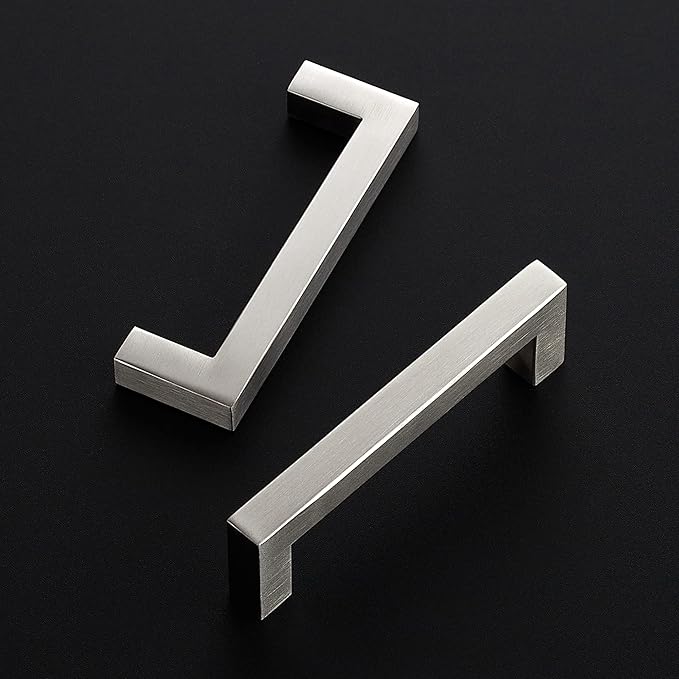 Ravinte 20 Pack 4 Inch Square Cabinet Handles - Satin Nickel & Brushed Nickel Drawer Pulls - Kitchen Cabinet Hardware